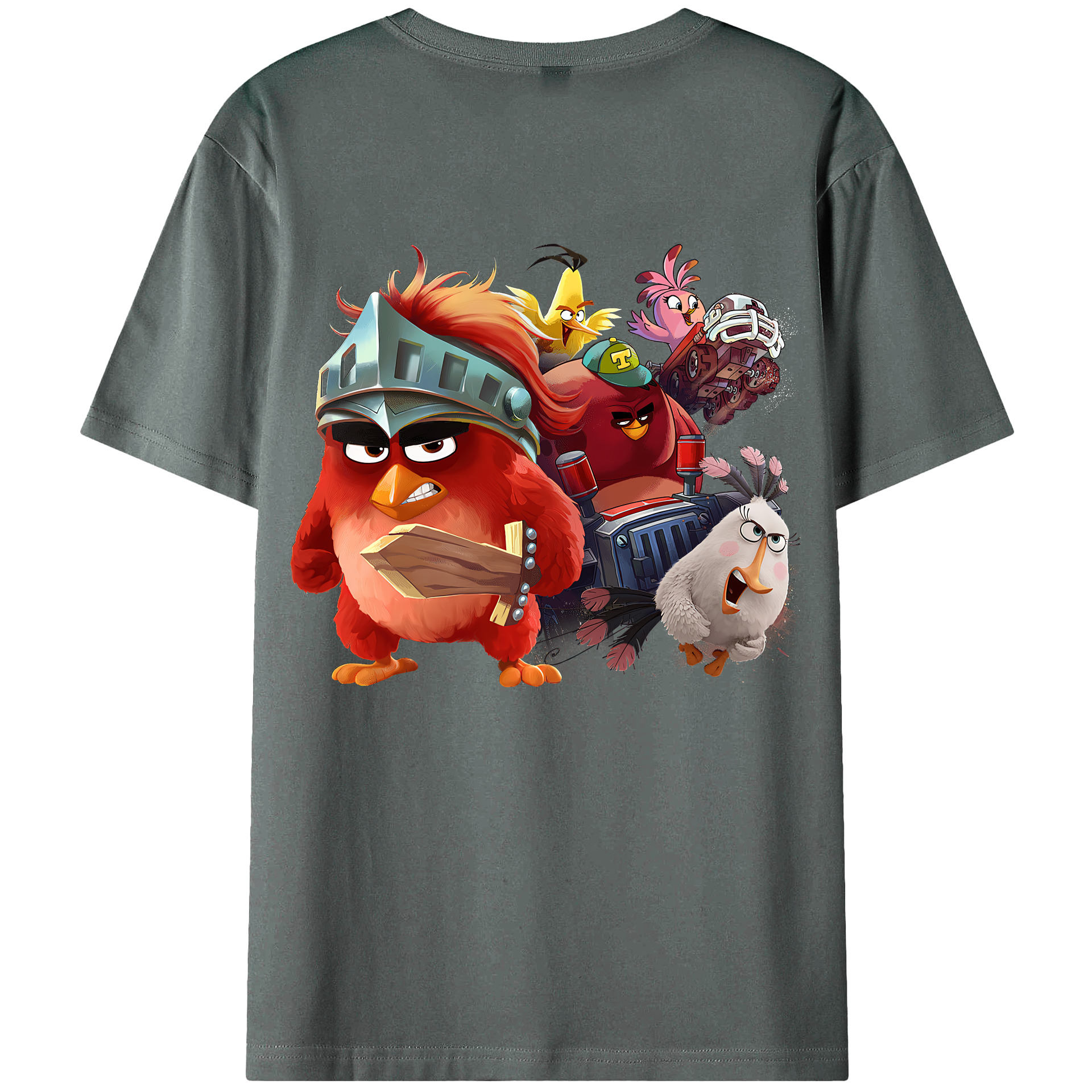 （画像用） Angry Birds アングリーバード 綿100％ メンズ半袖Tシャツ（バックプリント） 通気性